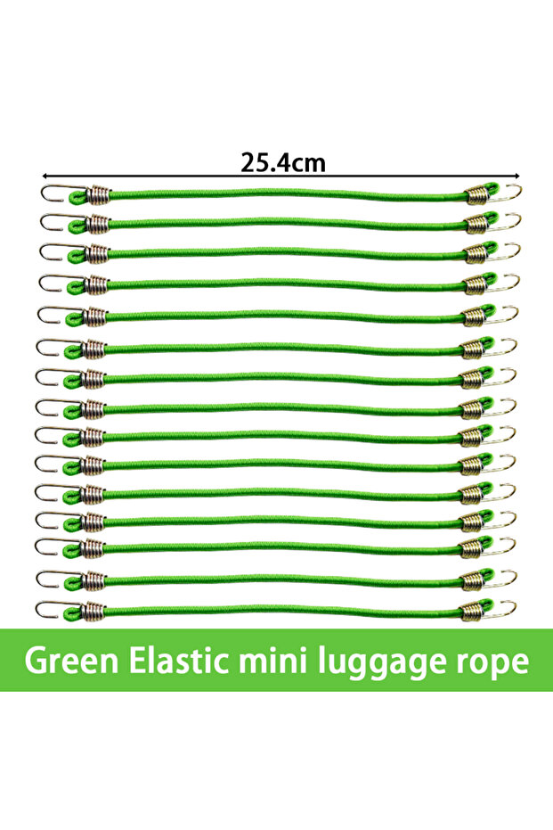 Green 15pcs 15PCS Elastic Bungee Cord Heavy Duty Luggage Straps Rope Hooks 25-45cm Stretch Tie Tent