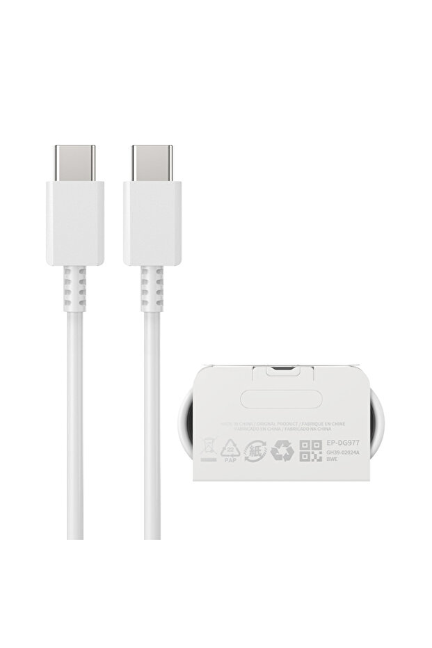 كابل USB-C أصلي من سامسونج بطول 100 سم أبيض اللون بقوة 25 واط و45 واط للشحن السريع الفائق لهواتف S26 وS25 وS24 وS9 بلس ونوت