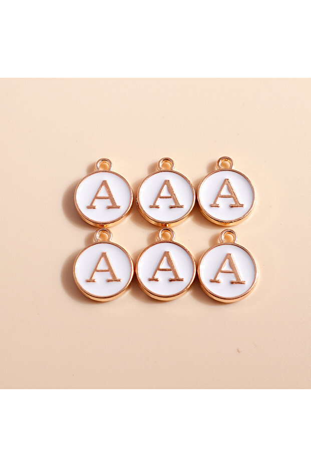 WHITE A 10pcs Cute Mini White Alphabet 26 Letters Charms Pendants for DIY Name Jewelry Necklace Brac