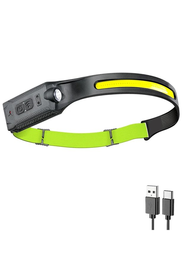 Green Super Bright Motion Sensor LED Headlamp Rechargeable Headlight 5-mode Lighting Waterproof Head