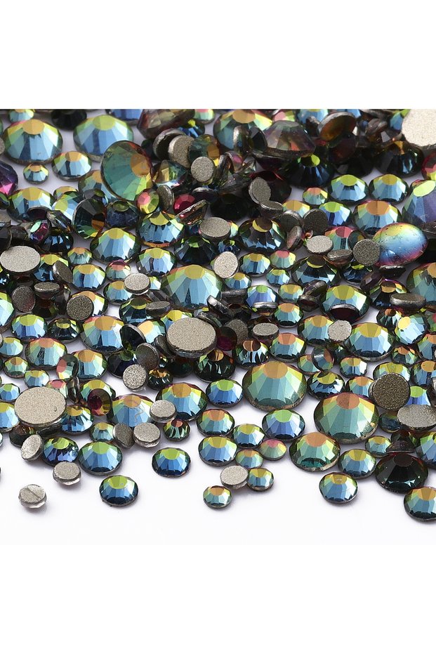 Rainbow 1440Pcs/Pack Golden Bottom Glass Flatback Rhinestones High Quality Glitter Golden Bottom Sto