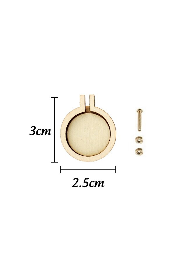 10PCS 3x2.5cm 10PCS Mini Embroidery Hoop Wooden Ring Mixed Round Pendant Cross Stitch Frame Kit For