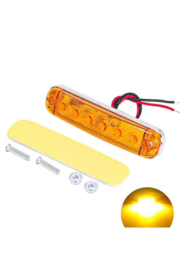 مصباح إشارة جانبي خارجي للسيارة أصفر 2 قطعة 6LED 12V 24V، مصباح مؤشر إشارة الانعطاف، مصباح خلفي للمقطورة