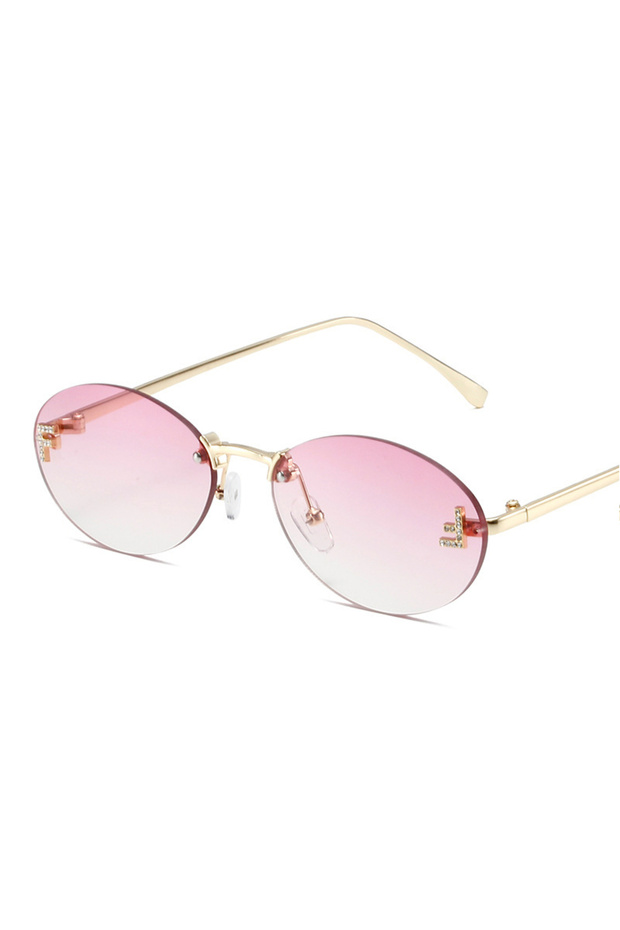 Silver C7 Personalized Letter F Sunglasses with Diamonds, Metal Frame Sunglasses, Men's and Women's