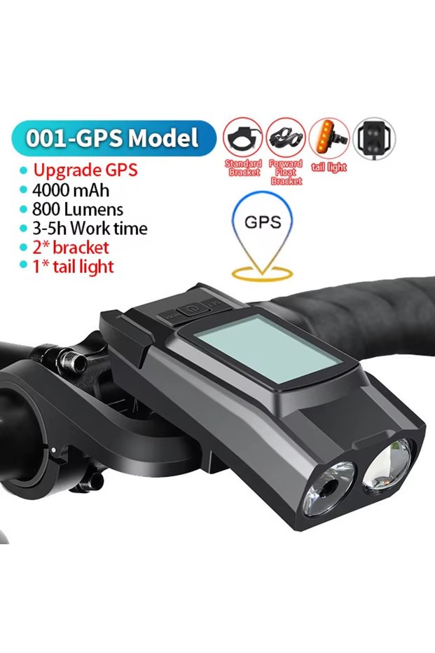 LIG001-HOL-305 Bike Headlight GPS Speedometer Horn 3 in 1 Multifunctional Rechargeable Bicycle Front