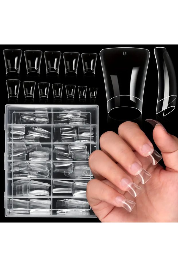 120pcs 120 Pieces of Transparent - Natural Color - Short Duckbill Shaped Nail Tips, Suitable for Acr