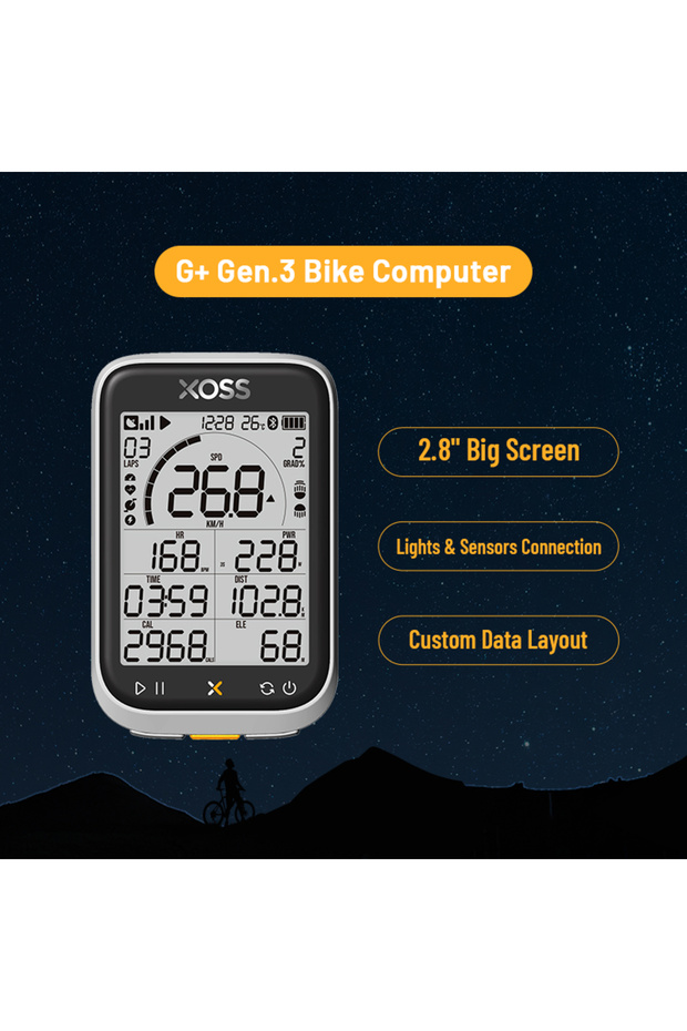 كمبيوتر الدراجة G Plus Gen3 G2 Plus اللاسلكي المزود بنظام تحديد المواقع العالمي (GPS) ومقياس السرعة، مقاوم للماء، بتقنية ANT+، لقياس معدل الدوران