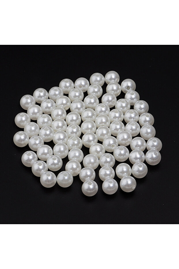 beige 8mmx100pcs 10-1000pcs With Hole ABS Imitation Pearl Beads White Pearls Loose Beads For Jewelry