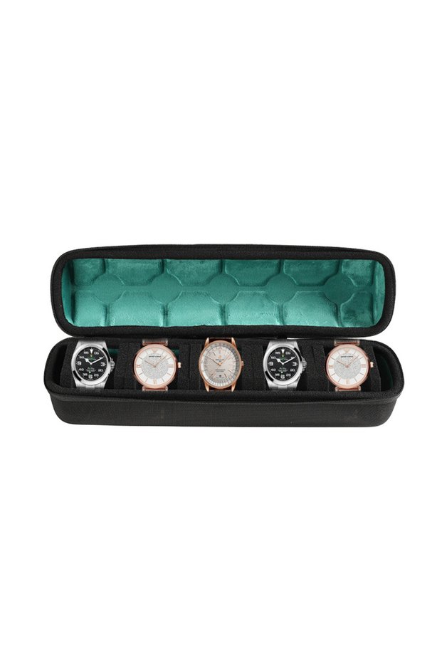 5 Slot Green 2/3/5 Slots Watch Travel Case,Hard Watch Roll, Travel Watch Organizer Case with Form-Fi