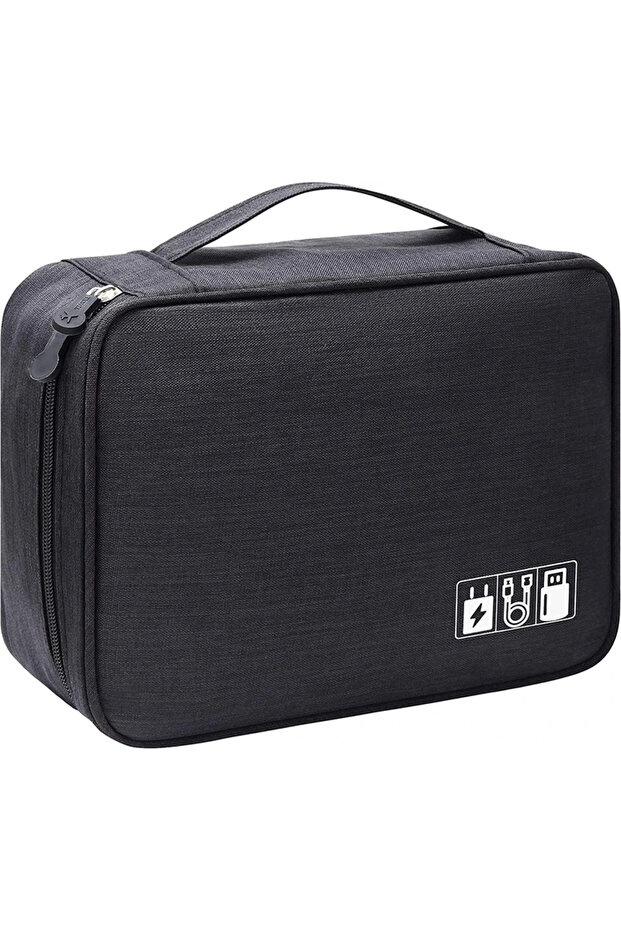 Black Portable Digital Storage Bag USB Gadget Waterproof Cable Organizer Pouch Electronics Devices A