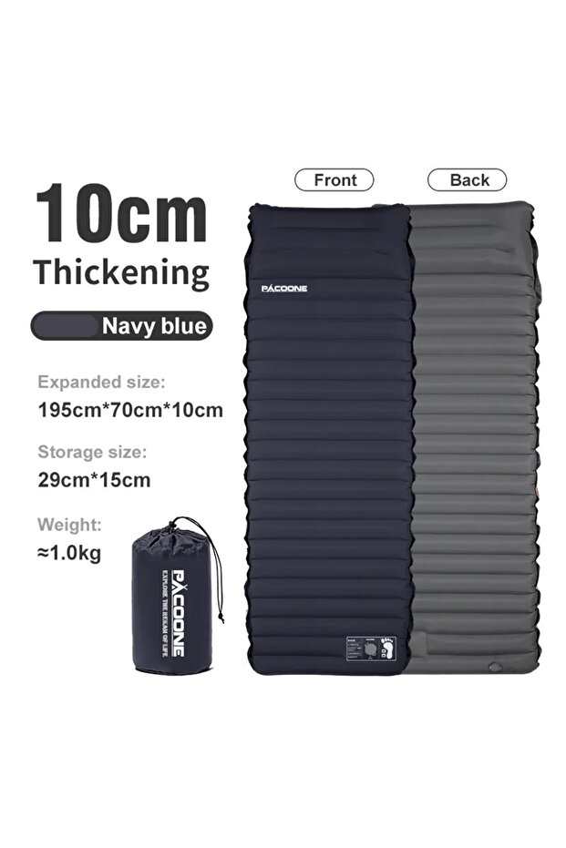 black Single Outdoor Thicken Camping Mattress Ultralight Self-inflating Air Mattress Built-in Inflat