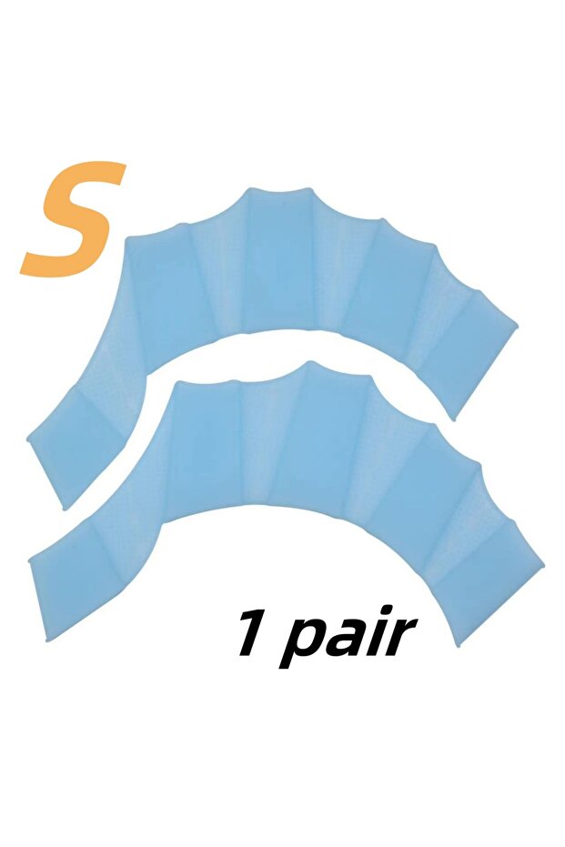 Blue S 1 Pair Silicone Swimming Gloves Swim Fins Hand Webbed Palm Finger Frog Type Webbed Aquatic Tr