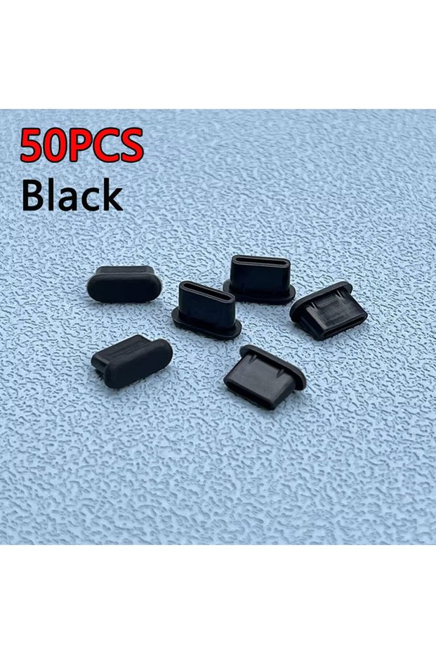 B 50pcs type c 50 Type-C Dust Plug USB Charging Port Protector Silicone Anti-dust Plug Cover Cap fo