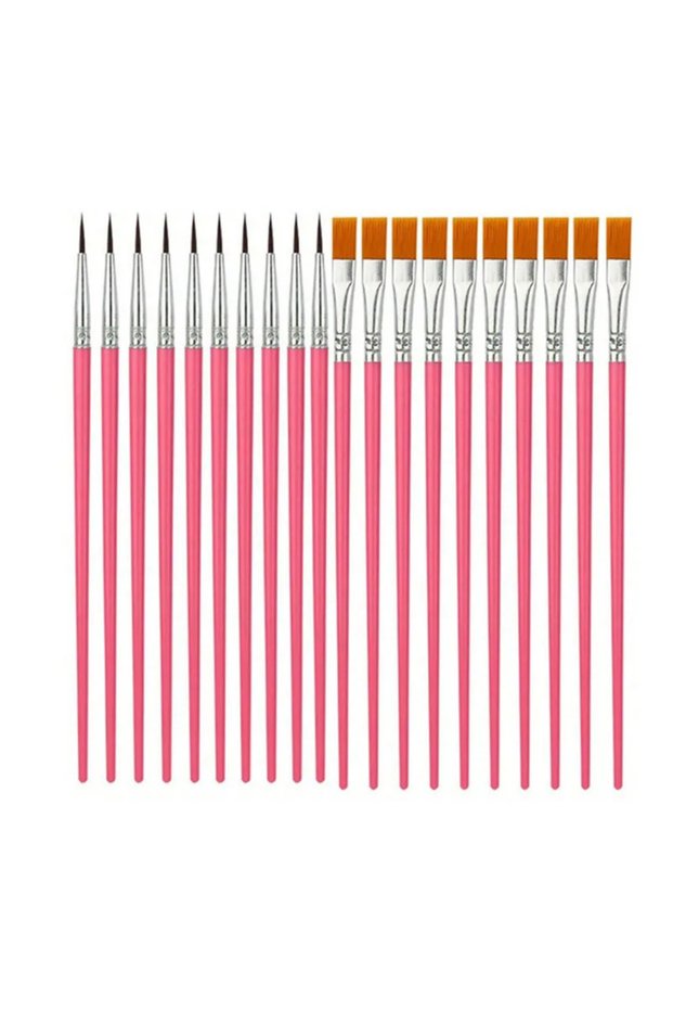 Pink round flat 20pc 20/30Pcs Set Painting Brushes Art Round Flat Nylon Hair Paint Brush for Oil Acr