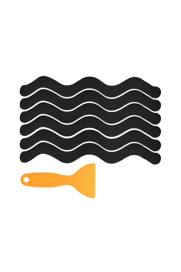 6Pcs Black Set 6/12/24Pcs Anti Slip Shower Stickers With Scraper Safety Bathtub Strips Adhesive Deca
