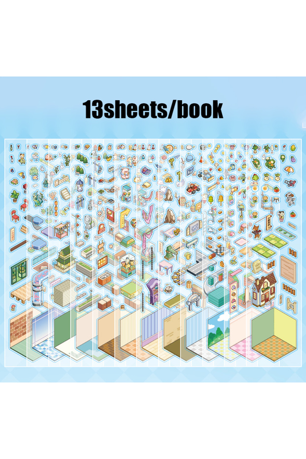 S30140-1 Mr. Paper 13pcs Palm PET 2.0 Sticker Book, Mini Diorama Journal Supplies, 3D Scene Collage,