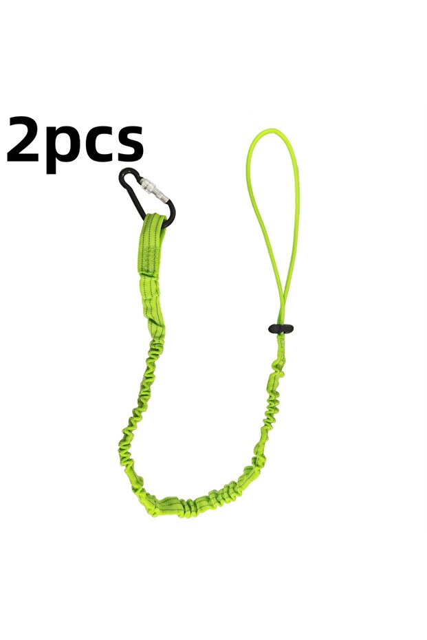 2pcs Green Professional High Altitude Protective Safety Elastic Buffer Sling Belt Carabiner Hook Aer