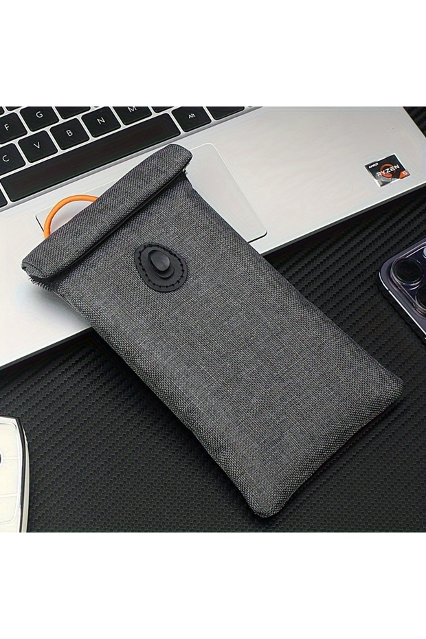 GRAY RFID Blocking Car Key & Cell Phone Signal Shield Faraday Wallet with GPS Protection & Anti-Thef