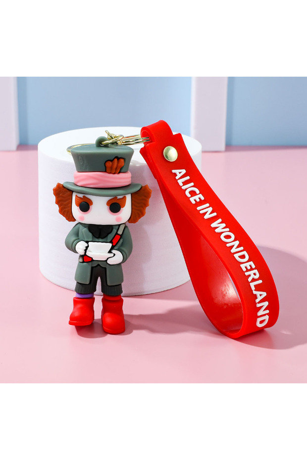 ZG0769 Alice in Wonderland Silicone Keychain Lovely 3D Anime Film Figure Key Chain Keyrings Backpack
