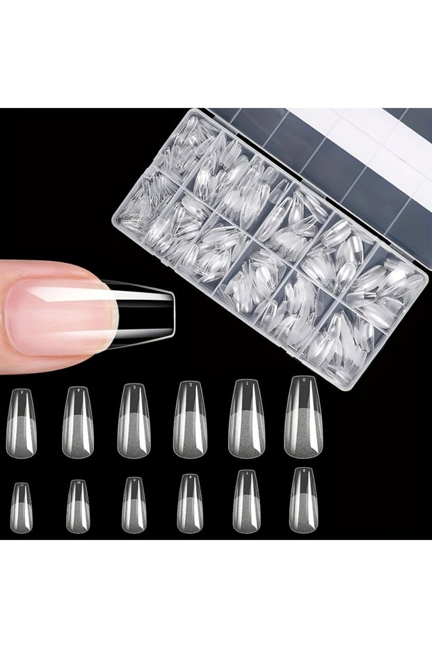 N309-600-6 600 Pieces of False Nail Tips, Matte and Semi-Matte Finish, Almond, French Coffin, Stilet