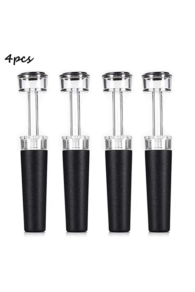4 pcs Silicone Bottle Stoppers with Built-in Vacuum Wine Saver Pump Food-safe Silicone Caps Vacuum W