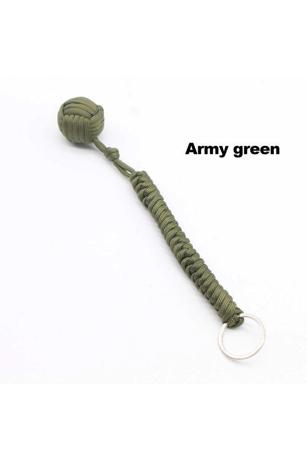 Army green Outdoor Safety Protection Black Monkey Fist Steel Ball Girl Bearing Self-defense Lanyard