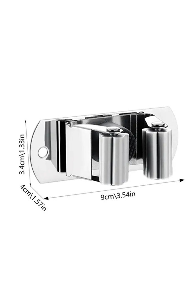 Silver 304 Stainless Steel Mop Broom Holder Wall Mounted Strong Self-Adhesive Kitchen Bathroom Water