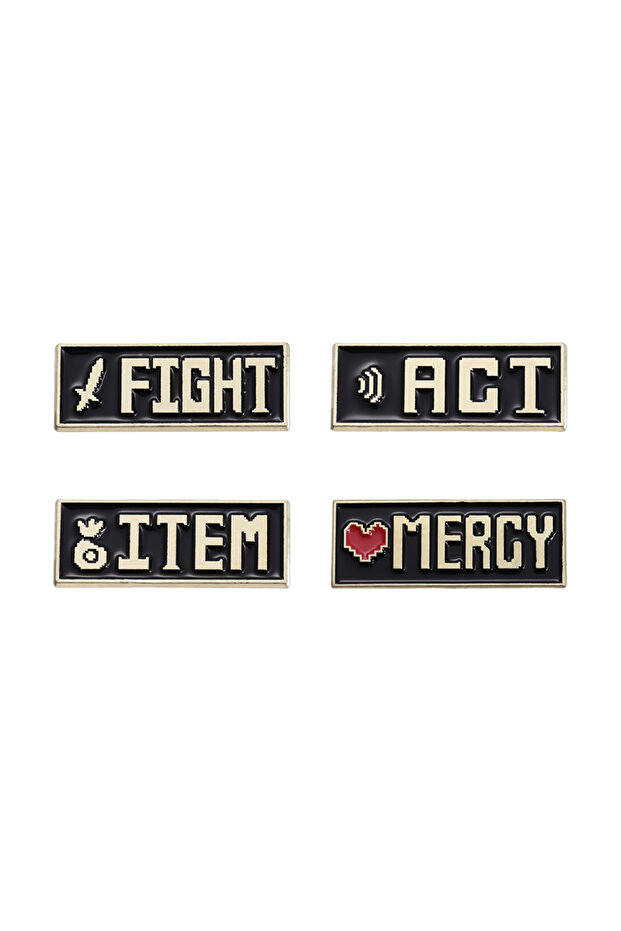 Set 1 Cartoon Game Enamel Pins Red Heart Mercy Undertale Game Action Fight Item Act Sans Papyrus Bro
