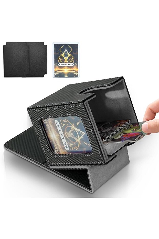 Black grey 100+ Load Trading Card Deck Box for MTG Commander Display with 2 Dividers Game Sports Car