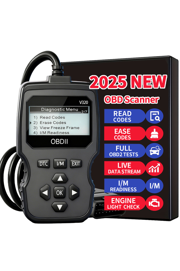 Grey Obd2 Diagnostic Scanner Tool - Engine Fault Code Reader, with Real-Time Data Stream, Battery Te
