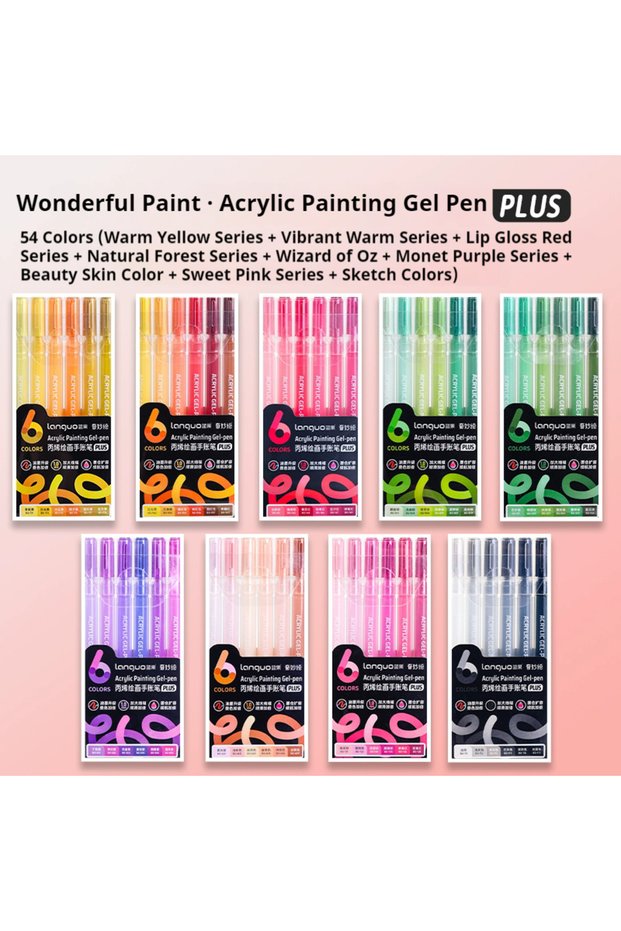54 Colors Set Languo 6/24/36/54/72/90 Colors Acrylic Painting Handbook Pens Multi-Color Gel Pen Stud