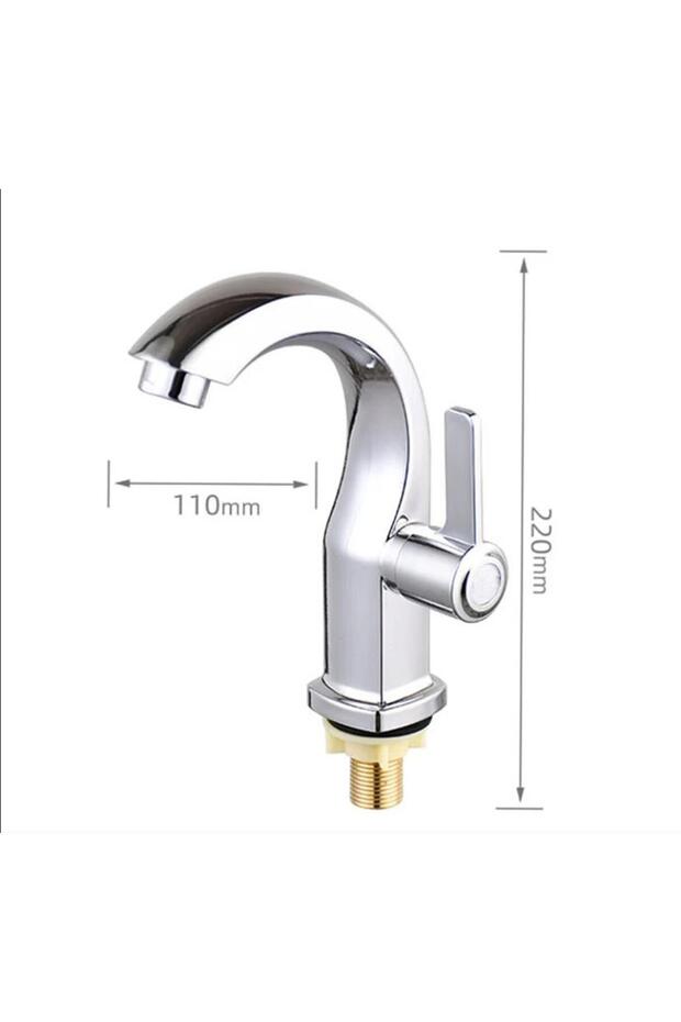Silver Bathroom Basin Faucet with ABS Water Purifier Single Lever Hole Tap Cold Water Only for Bathr