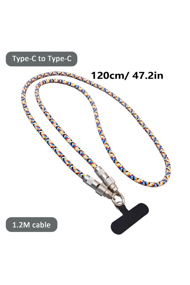 1.2M cable 2IN1 Lanyard 240W PD Cable for Phone Tablet Dual Type C Fast Charging Cord 0.3M 1.2M Port