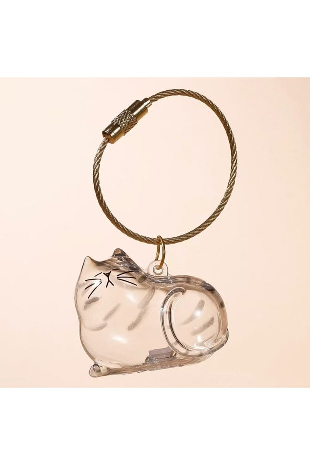 style 3 Cat Fur Memorial Charm Resin Keepsake Capsule for Pet Hair Portable Keychain Pendant for Hai