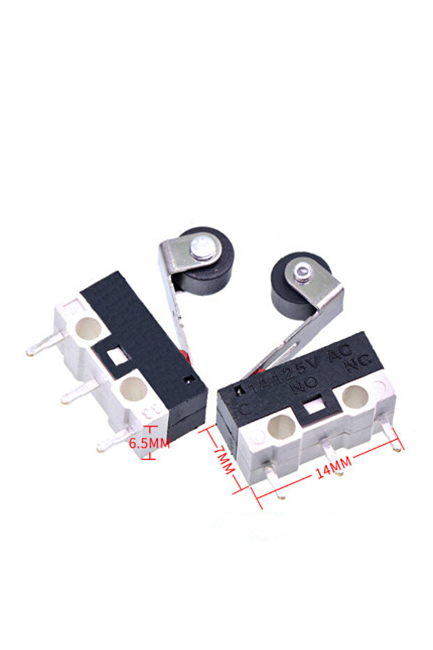 Roller Lever 10 PCS Small Limit Microswitch Car Switch with Scroll Wheel Microswitch Curved Foot Arc