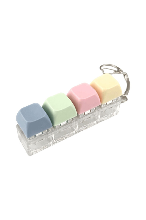 4 Keys-Transparent Relaxing 2/3/4 Keys Finger Keyboard Key Button Keycap Fidget Keychain Gadget Pass