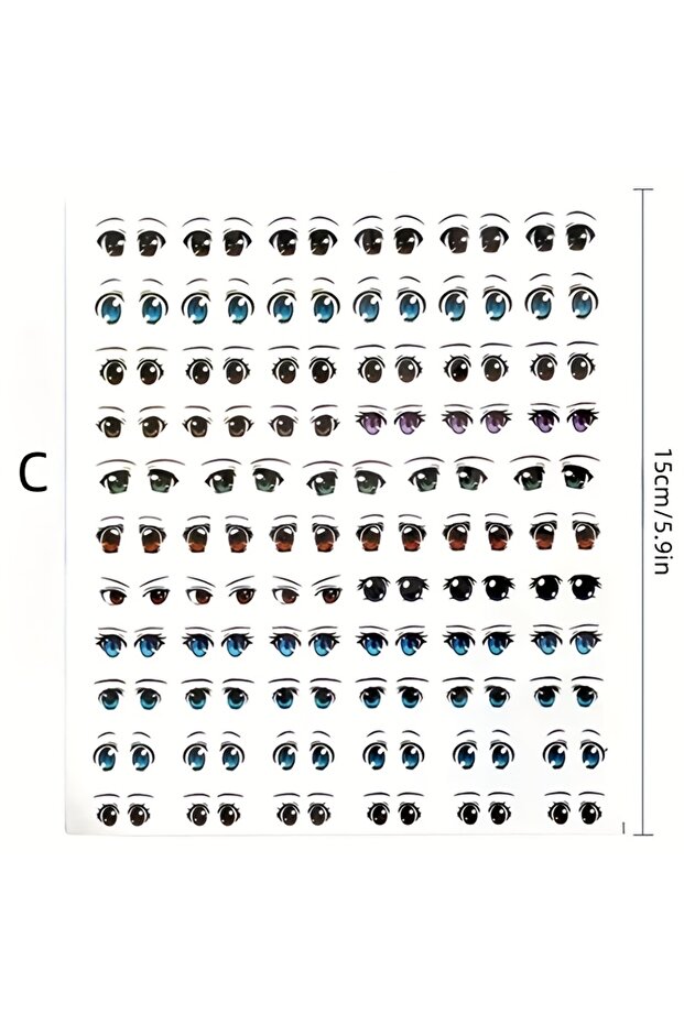 C 12 Different Models of Eye and Mouth Stickers, Handmade DIY Clay Doll Eyes, Ultra-Light Soft Poly.