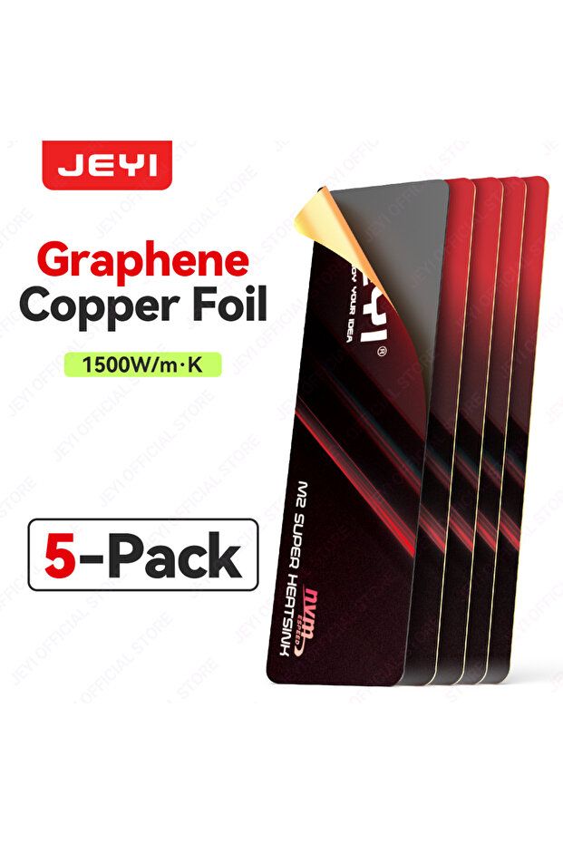 JEYI 5-pc JEYI M.2 2280 SSD Graphene Copper Heatsink(1/2/5pc)-Ultra Thin 0.5mm High Thermal Conducti