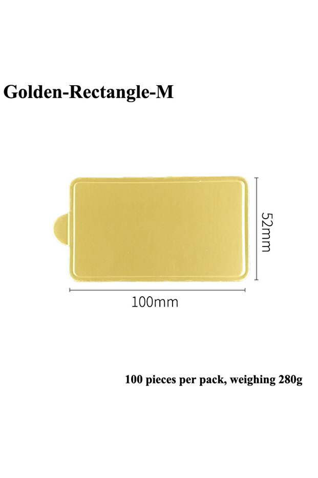Golden Rectangle M Cake Cardboard 100pcs/set Golden Paper Board Silvery Mousse Mat Dessert Displays