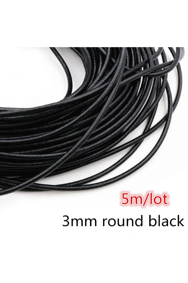 3mm round 5meters 2-5m/lot 1-8mm Genuine Cow Leather Round/Flat Strand Thong Cord DIY Bracelet Findi