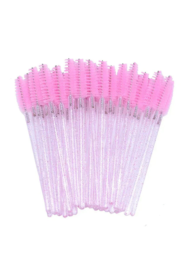 C502- Pink 300pcs Professional 300PCS Disposable Spoolie Wands - Nylon Bristle for Lash/Brow Extens