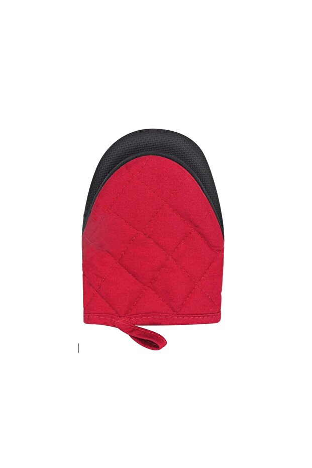 red 1pcs Kitchen Oven Gloves High Heat Resistant Short Oven Mitts with Non-Slip Grip Surfaces and Ha
