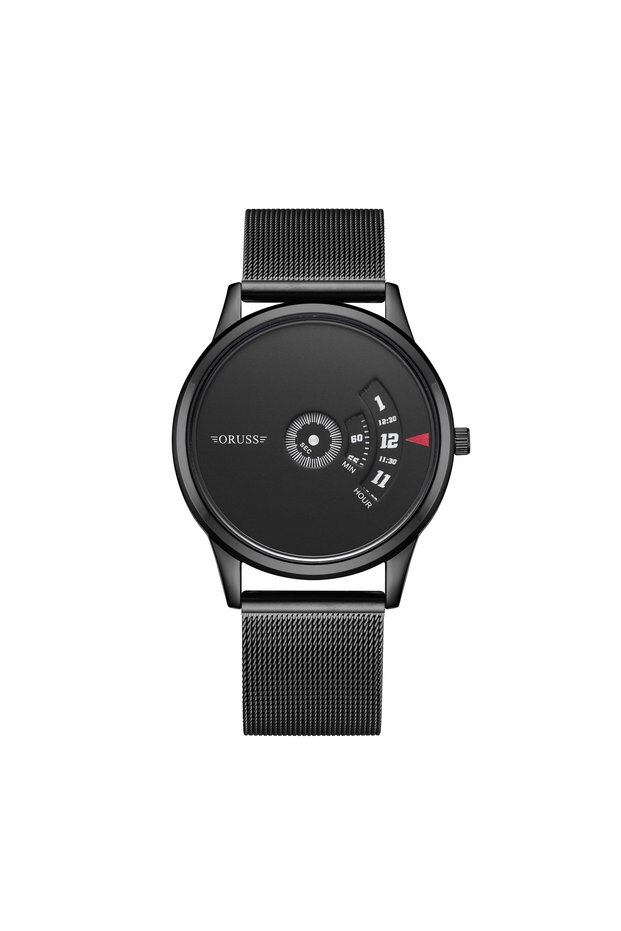black 1pcs Elegant Men's Quartz Watch Fashion Business and Sports Design Blue Dial