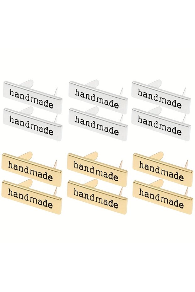12Pcs Mixed 6/12PCS Handmade Metal Labels Rectangle Alloy Tags for DIY Crafts Purses Shoes Bags Hand
