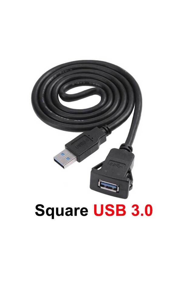 1m Square USB 3.0 0.3/1m USB 2.0 3.0 Male to Female AUX Flush Panel Mount Extension Cable For Car Tr