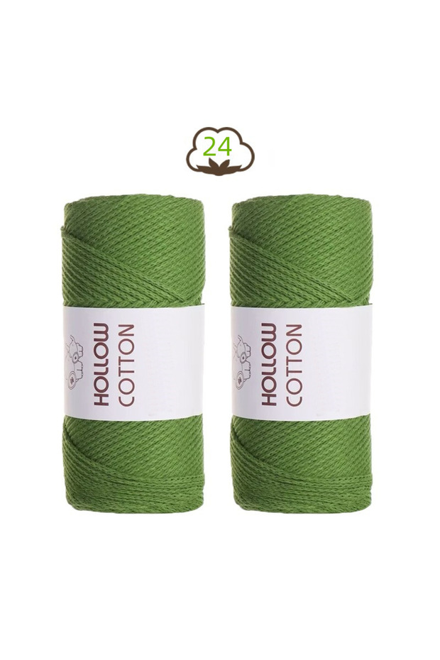24Military Green 300g Hollow Cotton Yarn for Handmade Crochet, DIY Materials, Round Medium-Thick Yar