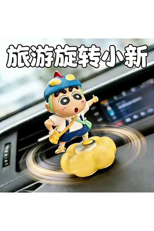 6cm A Rotatable Crayon Shin Chan Figurine Car Dashboard Ornament Cloud Base Car Interior Office Desk