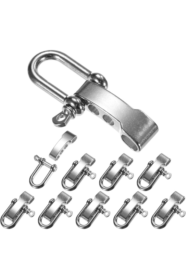10Pcs U Silver 4/10Pcs Paracord Bracelet Buckles Metal U/O Ring Shackle Clasp for Outdoor Survival B