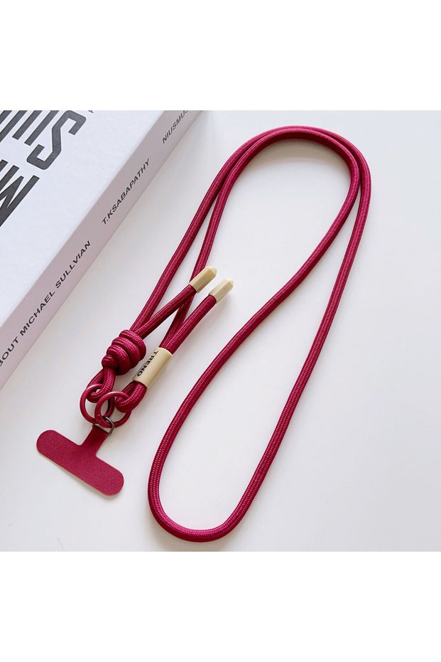Burgundy Adjustable Phone Lanyard Strap for Outdoor Sports Durable Anti-Lost Woven Crossbody Neck St