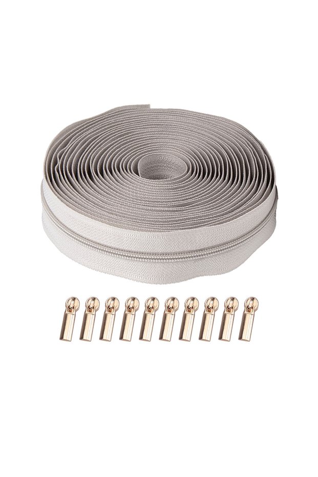 3# No.309 1 Set, 3 # Nylon Zipper (450Cm/177Inch/5Yard) with 10 Zipper Pullers, Suitable for Home Se